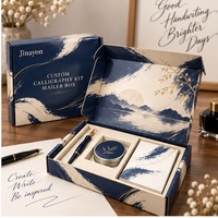 Boîte d'expédition personnalisée en carton ondulé brillant E Flute pour kit de calligraphie, emballage cadeau pour abonnement e-commerce