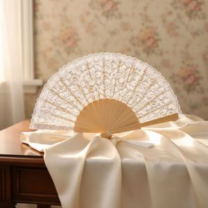 Éventail pliant en bois de 23 cm, style artisanal, en dentelle, pour mariage et fête, décoration intérieure – En stock - Product Image 1