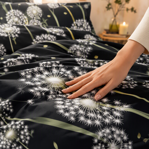 Poland Stock Artistic Dandelion Bedding Set Black White Floral Duvet <b>Cover</b> for EU Dropshipping 3pcs <b>Bed</b> Linen - Product Image 3