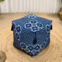 Pouf carré/rond en coton et lin tufté, fait main, importé de Chine, style néoclassique, coussin de siège, repose-pieds, pour changer de chaussures