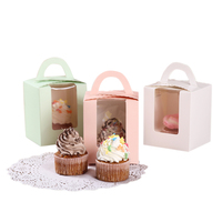 Custom di lusso a foro singolo Cupcake imballaggio in carta scatola di cartone Logo scatola pacchetto Cupcake scatola e imballaggio