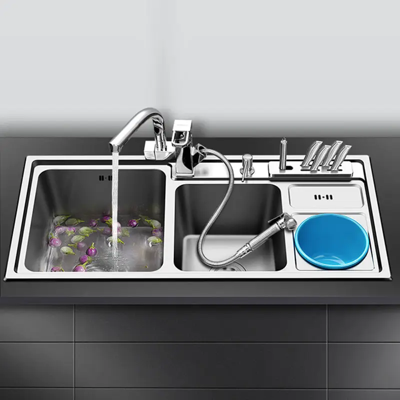 Cucina lavello in acciaio inox lavelli con cestino può con la lama supporto sopra il contro o sottotop 1.2 millimetri di spessore lavelli da cucina