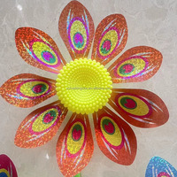 Moulin à vent pour enfants en plastique monocouche coloré - Roue à vent en forme de fleur brillante Décoration de jardin en plein air Toutes saisons