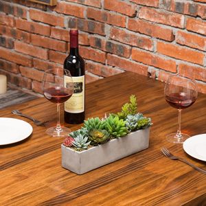 Commercio all'ingrosso 12 pollici rettangolare grigio cemento pentola finta pianta succulenta disposizione <span class=keywords><strong>per</strong></span> casa ufficio e giardino da tavolo decorazione - Product Image 2