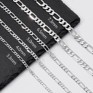 Vente en gros 925 Sterling Silver Diamond Cut Figaro Chaîne Chaîne Italienne Chaîne Cubaine Serpent Os Chaîne Collier Designs pour Hommes et Femmes - Product Image 2