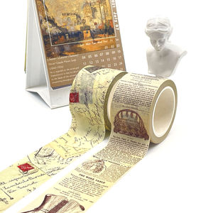 Lote de Cintas Decorativas Washi con Estampado Dorado para Diario de Viaje, Decoración, Manualidades y Scrapbooking - Product Image 1