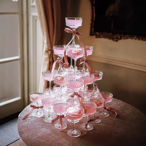 Verre à cocktail en forme de tour pour mariage, empilable 3 couches, 5 couches, 6 couches, verre à pied haut créatif pour cérémonie d'ouverture, hôtel - Product Image 1