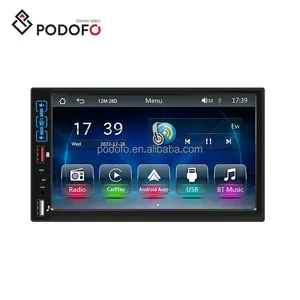 Podofo 1 Din 7'' Car MP5 Player Wireless Carplay Android Auto BT FM Dual USB Fast Charge DVR Microphone Car Stereo Autoradio