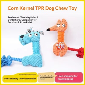 Dayanıklı TPR ve Pamuk Halat Köpek Çiğneme Oyuncağı Mısır Çekirdeği Şeklinde Sesli Oyuncak Küçük Orta Boy Köpekler İçin İnteraktif Diş Temizleme OEM - Product Image 5