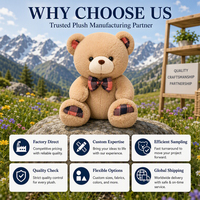 Boneka Beruang Teddy Kustom 12 Inci Bahan Katun Lembut Layanan Label Bermerek Produsen Mainan Boneka untuk Klien Perusahaan