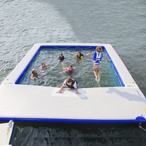 Customized Lớn Nhất Inflatable <span class=keywords><strong>Floating</strong></span> <span class=keywords><strong>Aqua</strong></span> Park Sân Chơi Chống Sứa Biển Hồ Bơi Với Net - Product Image 2