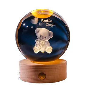 热卖水晶宇航员地球仪3D激光雕刻太阳能系统球床边发光二极管灯圣诞儿童礼品夜灯