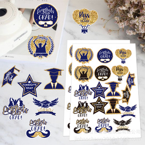 Autocollants pour la saison des diplômes, papier auto-adhésif, estampage à chaud, accessoires décoratifs pour fête de remise des diplômes - Product Image 1