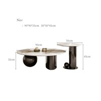 ATUNUS Ensemble de deux tables basses victoriennes de luxe avec cadre en acier inoxydable doré dessus en marbre mobilier de table centrale de salon