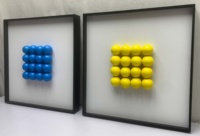 JZ Moderne Technique Mixte Oeuvre Personnalisée Décor À La Maison En Bois Sculpture Boule Mur Art 3D Peinture Sur Bois Tenture Murale