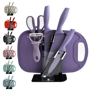 Mới sáng tạo ý tưởng sản phẩm 2025 6 cái đầy màu sắc dao thép không gỉ thiết lập với người giữ dao và lúa mì rơm thớt - Product Image 4