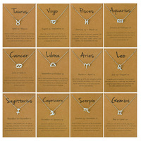 Collier pendentif en alliage 12 constellations pour femme, bijoux tendance or et argent, accessoires cadeau de Noël pour fête