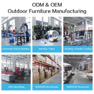 Bahçe mobilya masa ve sandalyeler su geçirmez alüminyum çerçeve plastik ahşap üst Park piknik masa tezgah seti - Product Image 5