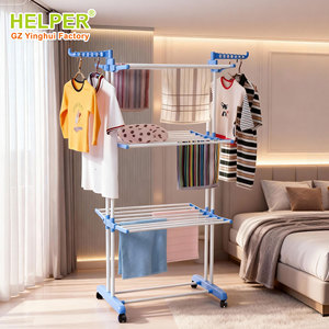 <span class=keywords><strong>2025</strong></span> nóng bán tùy chỉnh thép không gỉ 4-Tier có thể gập lại quần áo Rack & quần áo móc áo với ròng rọc cho phòng khách sử dụng - Product Image 4