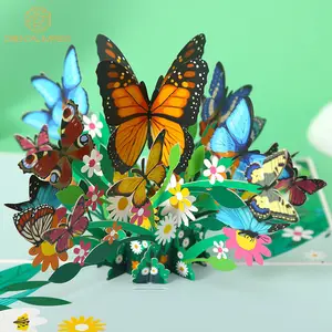 Kertas 3D Muncul Kupu-kupu Terbang Kartu Ucapan Hari Ibu dengan Amplop