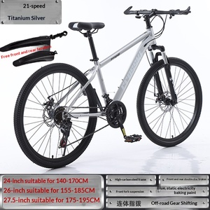Vélo de montagne pour adultes, 21 vitesses, suspension avant, vitesse variable, amortisseur, cadre en acier à haute teneur en carbone de 26 pouces, frein à disque double - Product Image 4