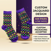 Chaussettes de Mardi Gras pour adultes OEM, livraison DDP, chaussettes violettes de Mardi Gras, chaussettes rayées pour femmes, chaussettes tube taille unique, chaussettes en coton