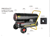 Chauffage au kérosène/diesel haute puissance 240V en acier inoxydable, type turbine, à air circulant, conception portable pour la désinfection et le séchage agricoles