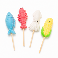 Bonbons gélifiés Halal TIK TOK aux saveurs de poisson et de maïs, sucettes fruitées, fabricant sur mesure, vente en gros, emballage en boîte à thème de dessin animé