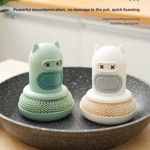 Brosse de cuisine à pression en forme de dessin animé, réutilisable pour nettoyer les taches, outils de nettoyage en gros - Product Image 4