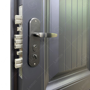 Puerta Doble de Seguridad Exterior Residencial Moderna de Acero con Cerradura de Código de Huellas Dactilares - Product Image 3