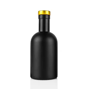 Botella de cristal de vino y Vodka pintada en negro mate de 200ml con corcho Producto elegante y duradero