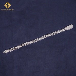 Lab Grown Diamond Bracelet Popular 8.5mm Cross Cuban <b>Chain</b> Cuban Link <b>Chain</b> Necklace Bracelet Men <b>Iced</b> <b>Out</b> Diamond 925 - Product Image 3