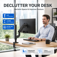 Support d'écran ergonomique à ressort mécanique simple, rotation à 360°, inclinaison pivotante, fixation de bureau pour écrans de 17 à 32 pouces, direct usine