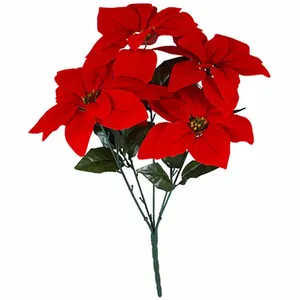 Chất Lượng Cao Tùy Chỉnh Cây Giáng Sinh Trang Trí Big Red Flower Nhân Tạo Poinsettia Hoa