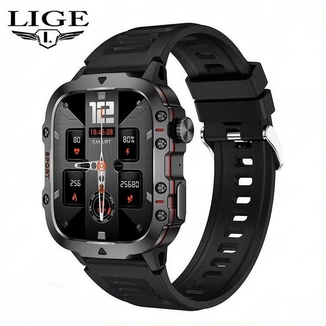 Lige BW0667 New Smart Watch Outdoor Sports Fitness Tracker Health Monitor BT Call Voice Assistant Waterproof Smartwatch for Men
