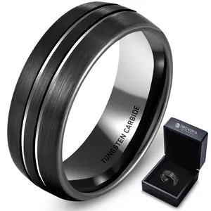 8 мм новые мужские IP с черным покрытием вольфрамовое кольцо с черным шаг края центр с начесом для мальчиков «человек кольца