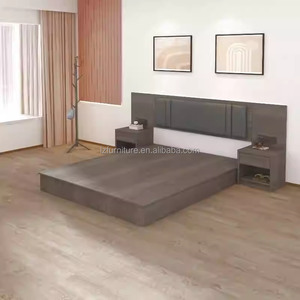 Low Cost Modern Hotel Bedroom Furniture Set Complete King Size Wood <b>Bed</b> Frame with Headboard Nightstand TV Stand Desk Closet - Product Image 3