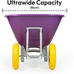 Brouette robuste en acier avec pneus doubles anti-crevaison 4.00-8 et bac en plastique pour jardin/écurie/agriculture/chantier - Product Image 2