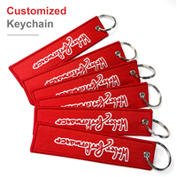 Porte-clés brodé personnalisé avec logo en gros pour accessoires de marque de mode et étiquettes de clés en tissu personnalisées