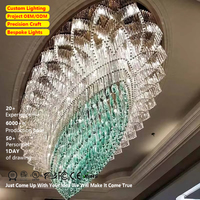 Décoration d'intérieur moderne personnalisée de luxe Luminaire pour hall d'hôtel Salle de mariage Salle de banquet Lustre en verre au plafond avec LED