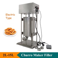 Machine à churros électrique manuelle en acier inoxydable, avec 3 embouts, pour churros espagnols et snacks aux fruits, usage commercial ou domestique