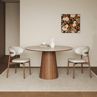 Table à manger ronde en bois massif et marbre de style chinois moderne, imperméable, pour hôtel et usage domestique, meubles de salle à manger