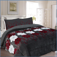 SMILING HOME Ensemble de couette d'hiver luxueuse et moelleuse personnalisable en polyester double face Sherpa, style américain, lavable, 3 pièces