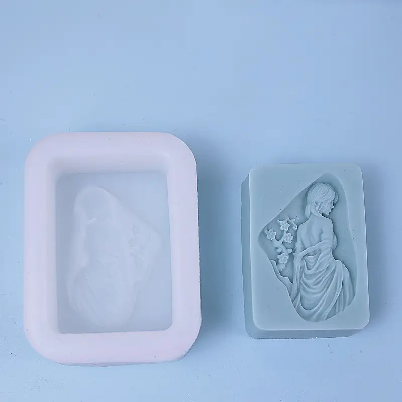 Destaque banho menina sabão artesanal sabão molde diy banho menina perfumada vela gesso decoração silicone molde