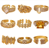 Bagues en acier inoxydable plaqué or 18 carats pour femmes, tendance, polyvalentes, avec un design ouvert chic