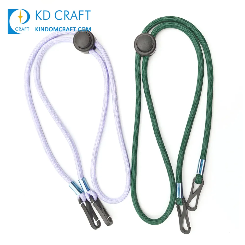 Round Lanyard Free Sample Custom Round Nylon Solid Color Anit-lost Adjustable Handy Double Ended Face Masking Lanyard For Adults / Kids