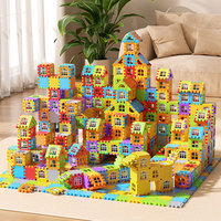 Jeu de construction de maison en puzzle en plastique PP interactif pour toute la famille - 40 pièces - Thème bâtiments modernes pour enfants
