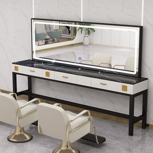 Station de maquillage avec miroir de salon et armoire de rangement, miroir simple ou double face pour salon de coiffure et domicile - Product Image 4