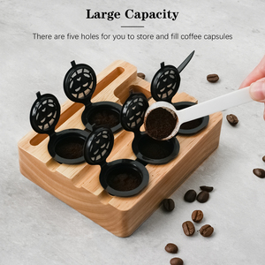 1 ENSEMBLE Personnalisé 1 PIÈCE Outil de remplissage de café en bois facile à sceller et à ranger 6 PIÈCES Capsules rechargeables pour machines <span class=keywords><strong>Nespresso</strong></span> Original Line - Product Image 5