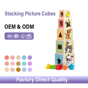 Jeu de cubes empilables <span class=keywords><strong>en</strong></span> <span class=keywords><strong>bois</strong></span> de pin contreplaqué, jeu de puzzle, jouet de développement cognitif, modèle sensoriel Montessori ANNA & BECK - Product Image 2